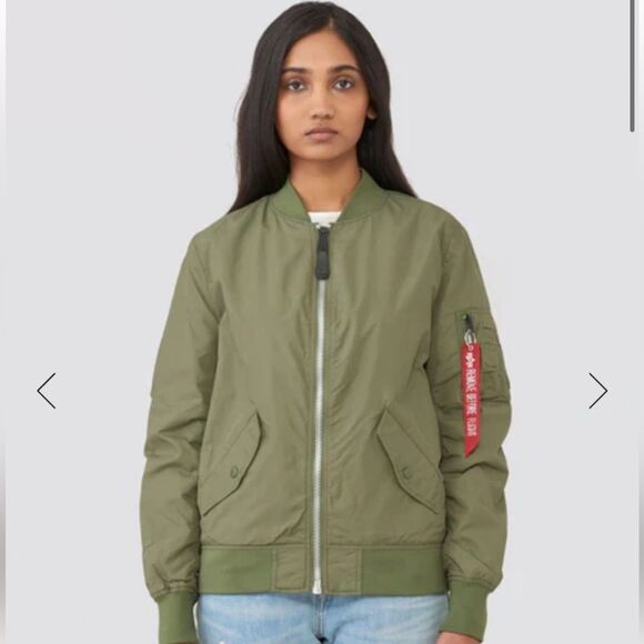 Alpha Industries Women’s Medium 2B Scout W Sage Green Bomber Flight Jacket - Picture 3 of 7
